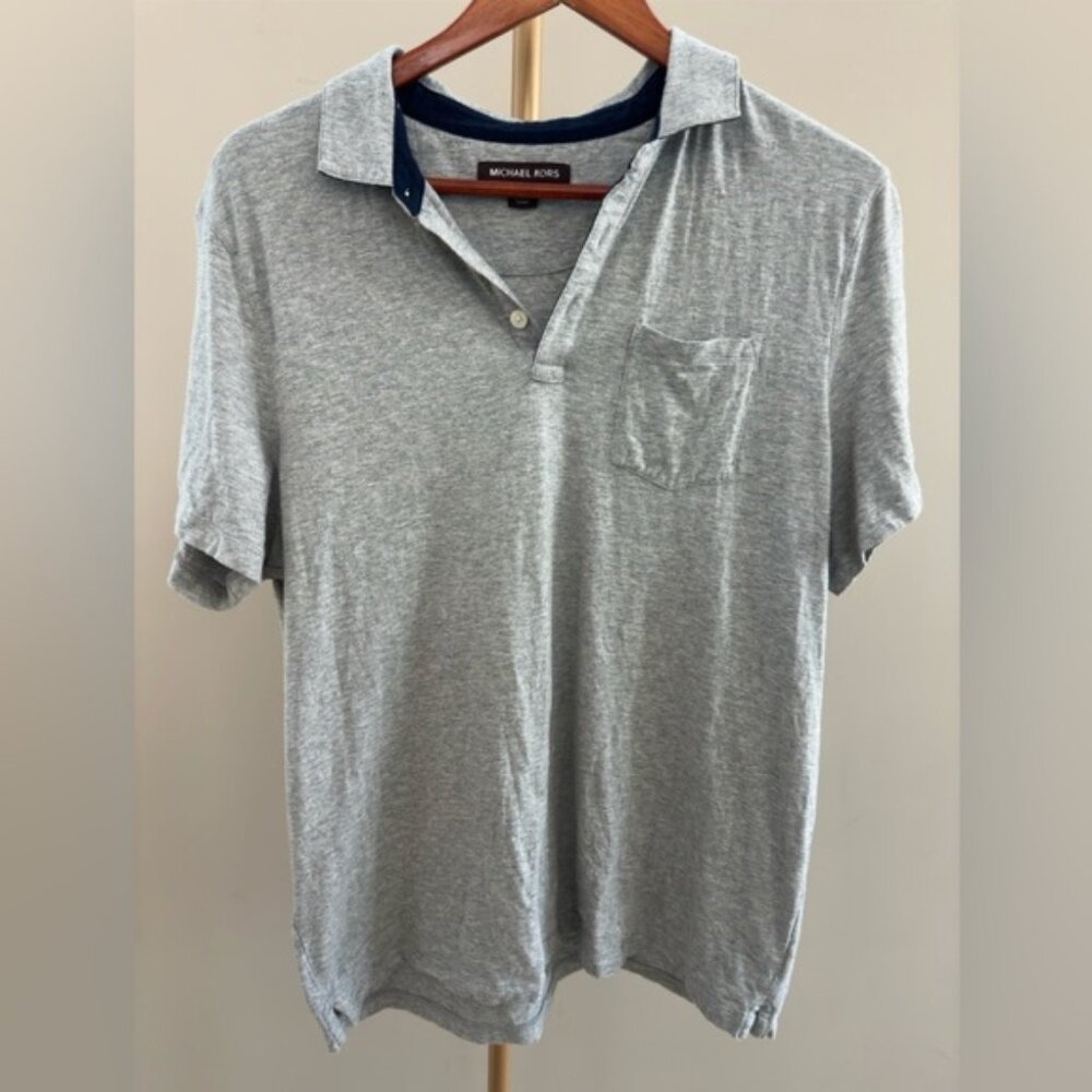 Michael Kors Men's Polo Shirt Light Grey Size Large